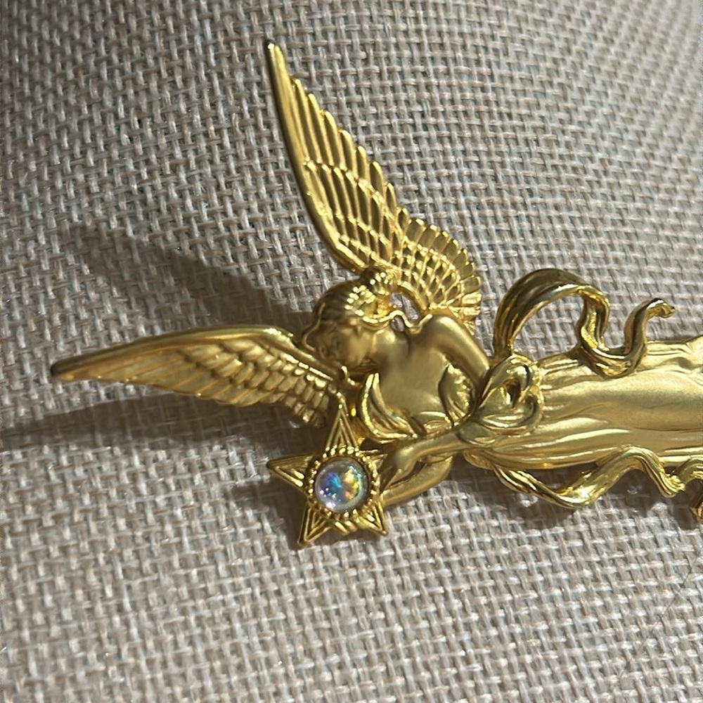 JJ Jonette Gold Fire Star Angel Goddess Figural Brooch Vintage Signed Lapel Pin - Picture 5 of 8
